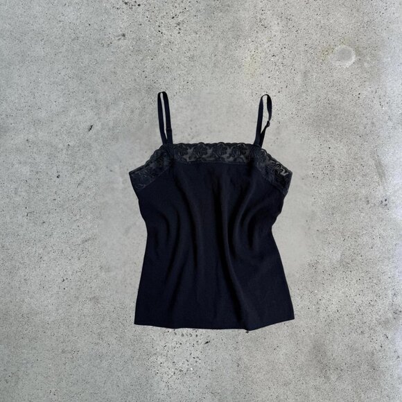 vintage black cami with lace trim - Picture 1 of 8